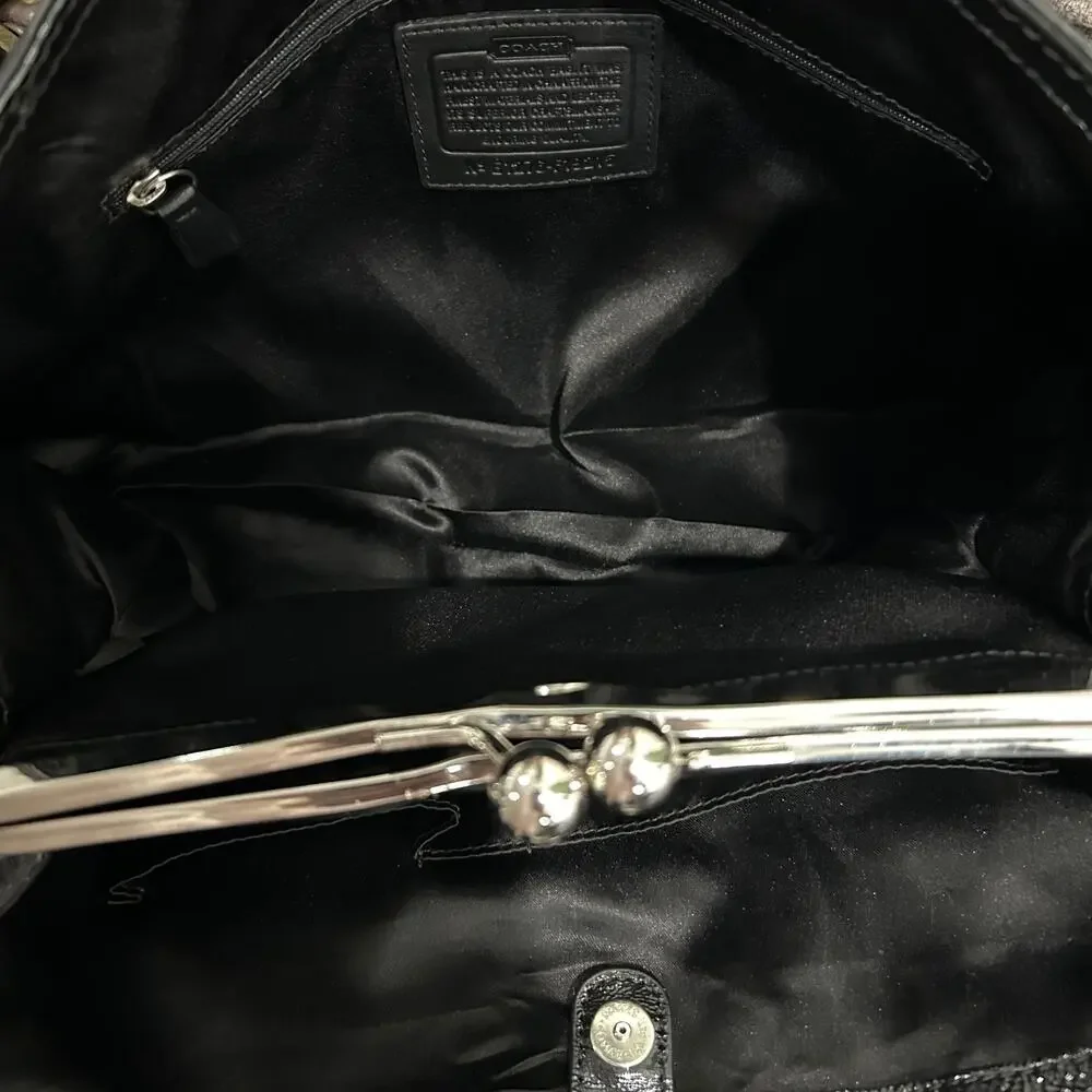 Coach Kisslock Carryall Shoulder Bag Patent Signature Satchel